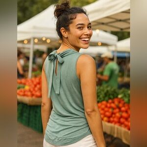 100% Modal Banana Republic Sage Green Tank Top with Bow